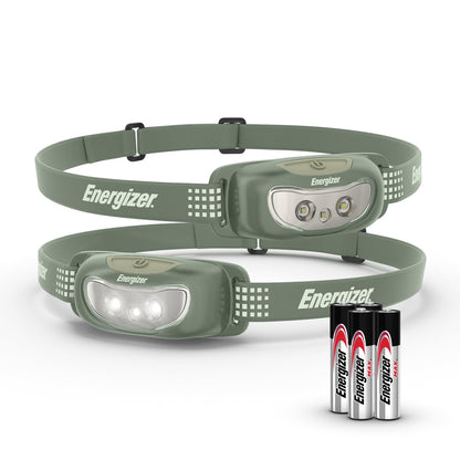 Energizer Universal+ - Faros delanteros LED (2 unidades), IPX4 resistentes al agua, luz de cabeza brillante para exteriores, camping, correr, tormenta, luz LED de supervivencia para emergencias