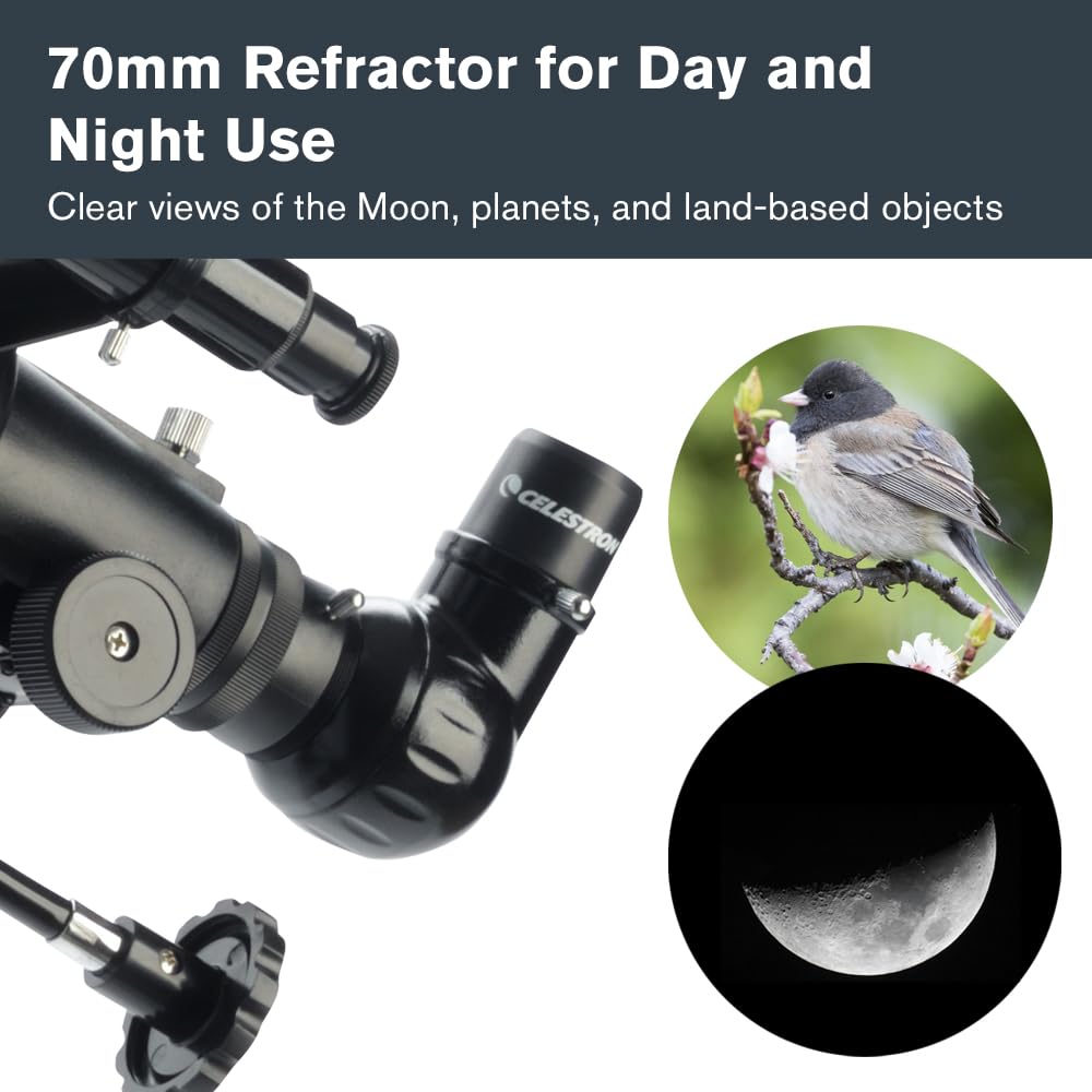 Celestron - PowerSeeker 70EQ Telescope - Manual German Equatorial Telescope for Beginners - Compact and Portable - Bonus Astronomy Software Package - 70mm Aperture