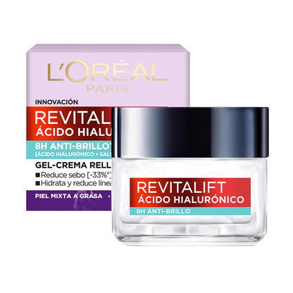 L'Oréal Paris Gel Crema Facial Rellenador Anti Brillo Revitalift Ácido Hialurónico, 50 ml