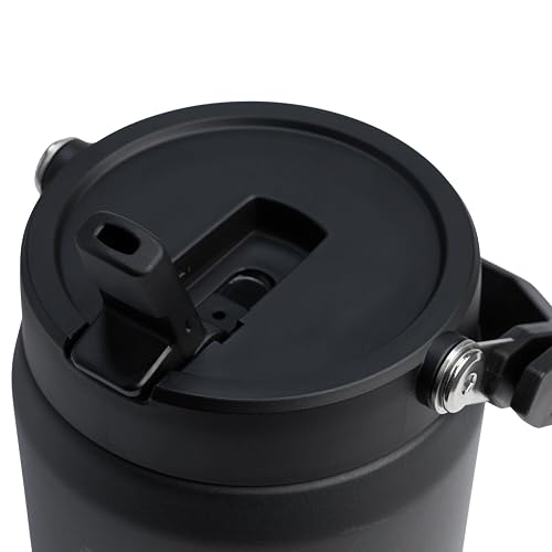 Stanley IceFlow 2.0 - Jarra de Paja abatible con asa de 40 onzas, Tapa giratoria y Popote abatible, a Prueba de Fugas para Viajes y Deportes, Acero Inoxidable Aislado, sin BPA, Negro 2.0