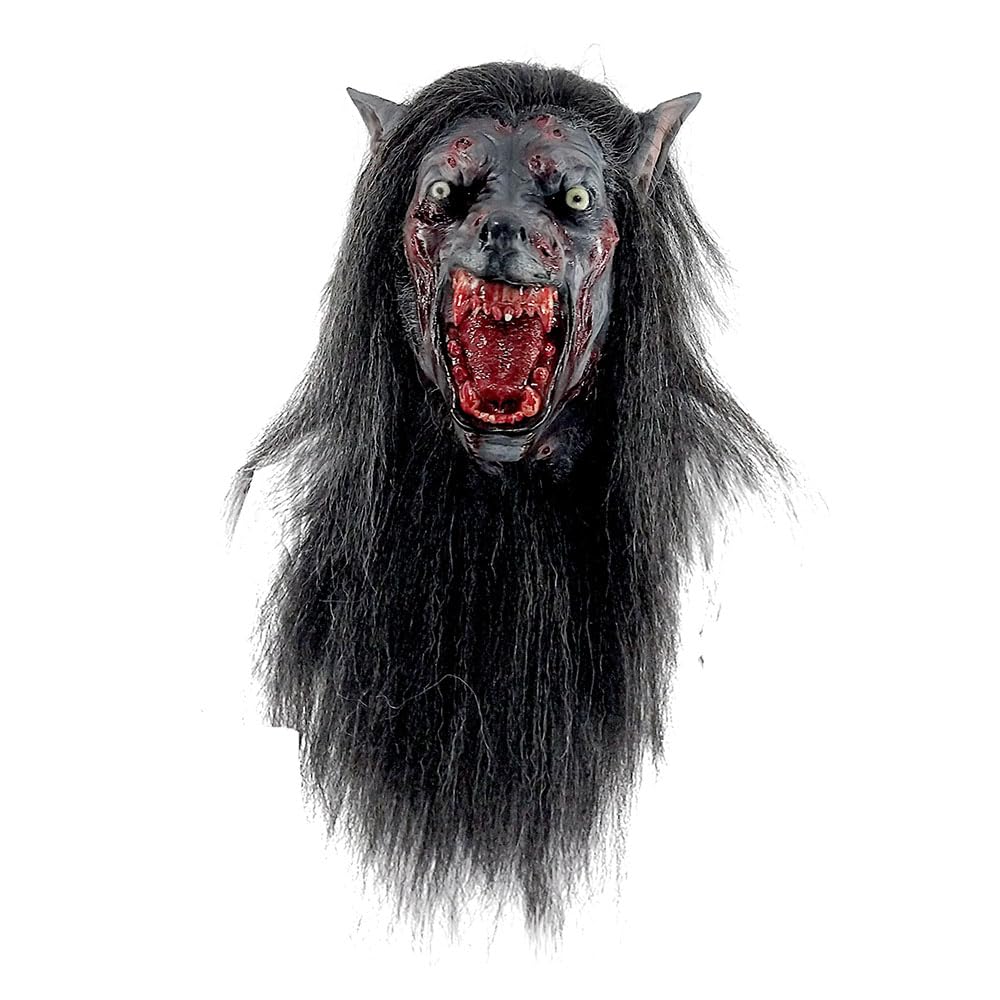 Black Wolf, Máscara de Hombre Lobo Bestia Sangrienta, Máscaras de Hombres Lobo Ideal para Disfraz de Halloween