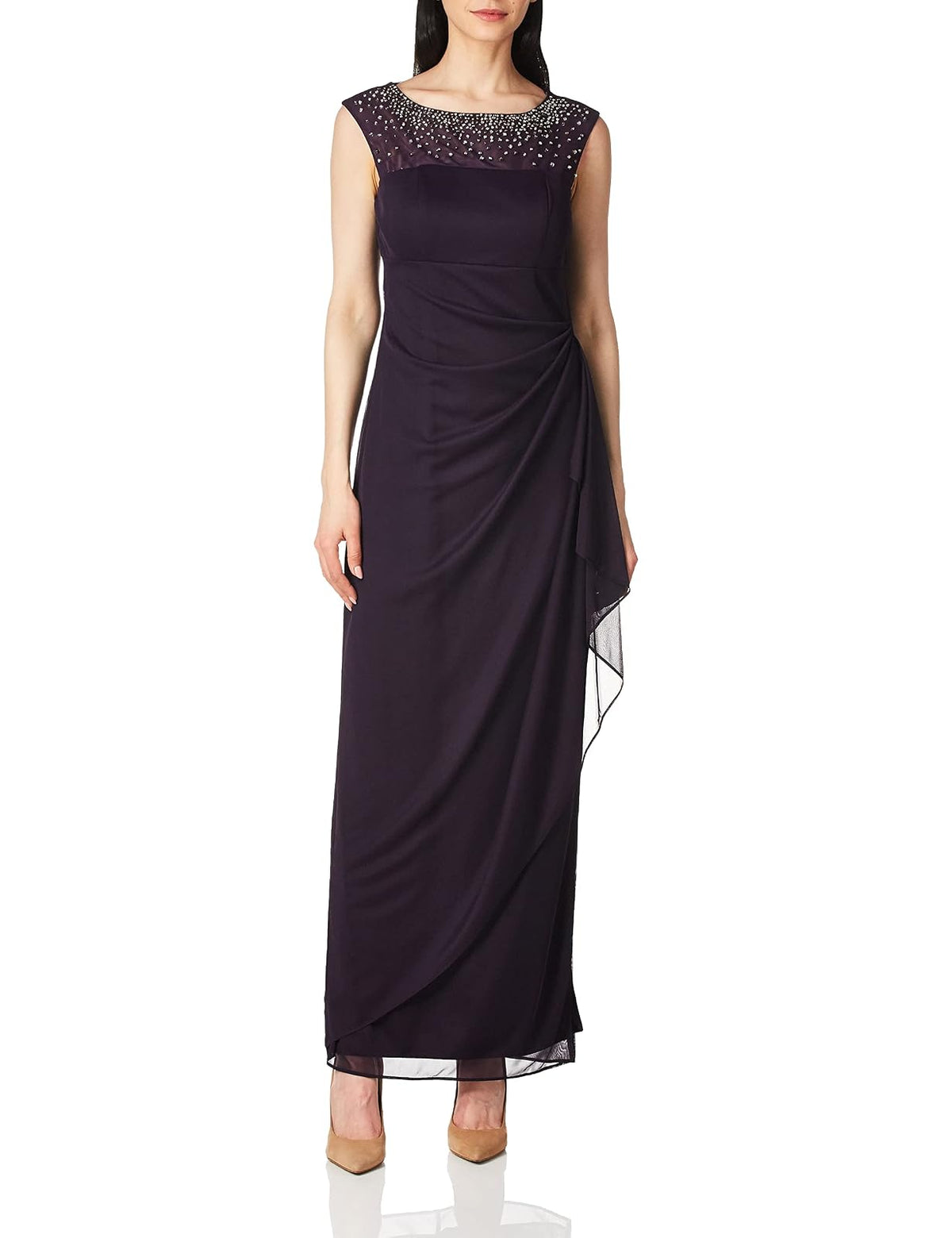 Alex Evenings - Vestido Largo de Columna para Mujer con Cuello corazón (Peeta y Regular)