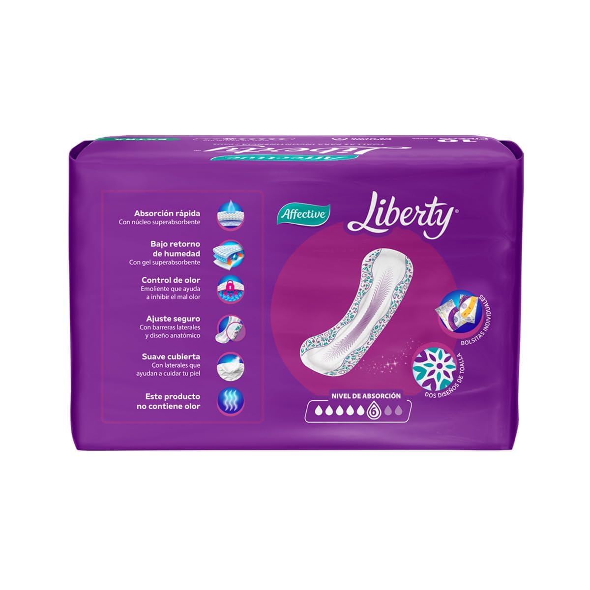 Affective Liberty Extra Toallas para Incontinencia Femenina, Talla Extra, 120 Piezas