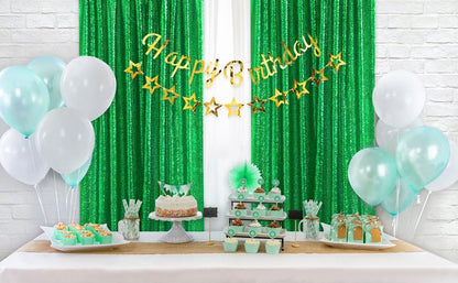Cortinas de telón de Fondo de Lentejuelas Verdes 6 Piezas de 2 x 8 pies con Purpurina para decoración de Navidad, decoración de Fiesta, Tartas, telón de Fondo de Mesa