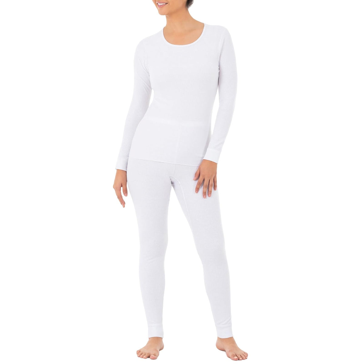 Fruit of the Loom Juego Térmico Microgofre de Manga Larga para Mujer - Blanco - G