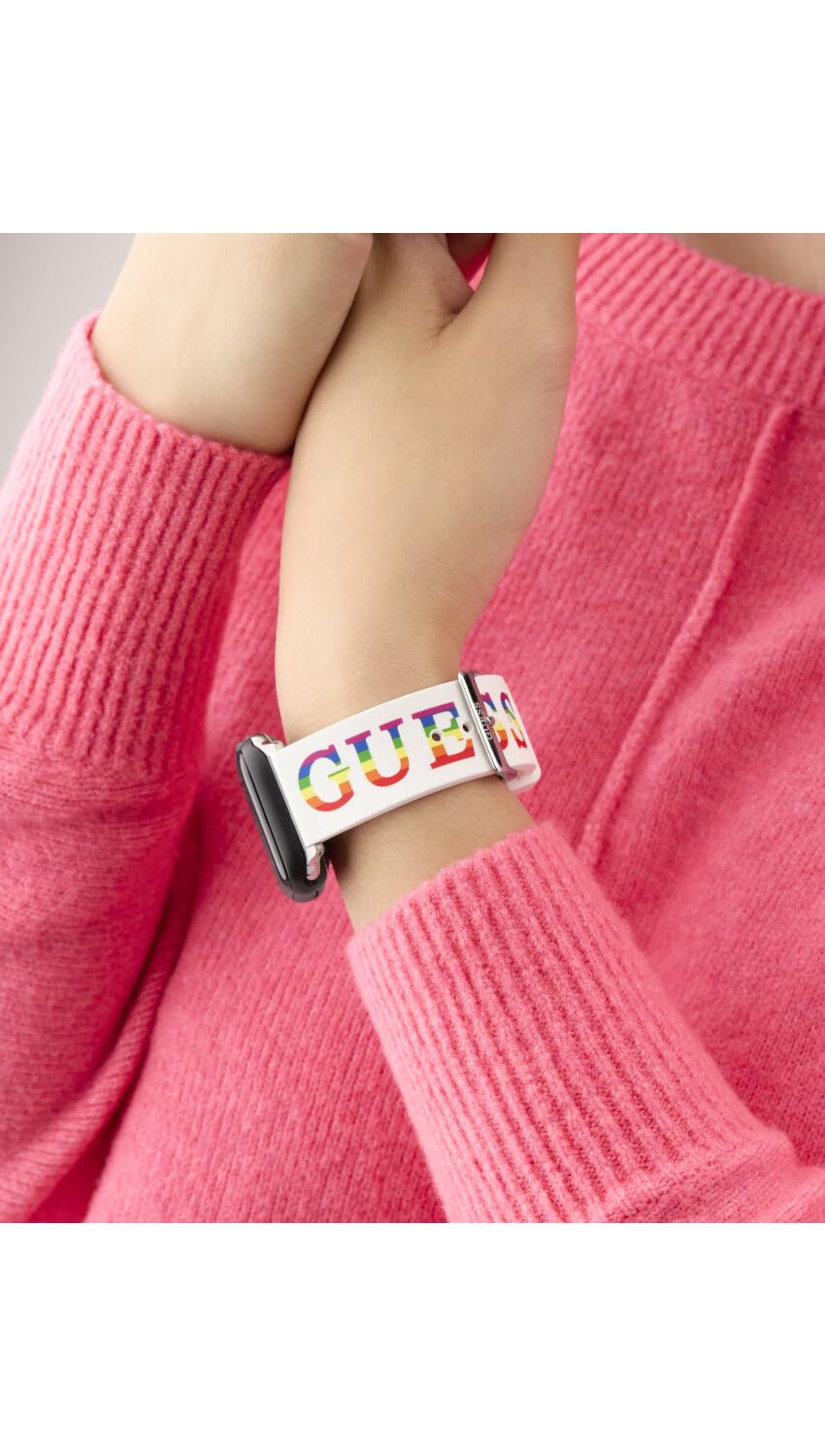 GUESS Correa de reloj inteligente para Dama compatible con Apple Watch (38MM-40MM) Blanco
