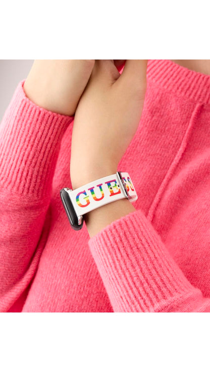 GUESS Correa de reloj inteligente para Dama compatible con Apple Watch (38MM-40MM) Blanco