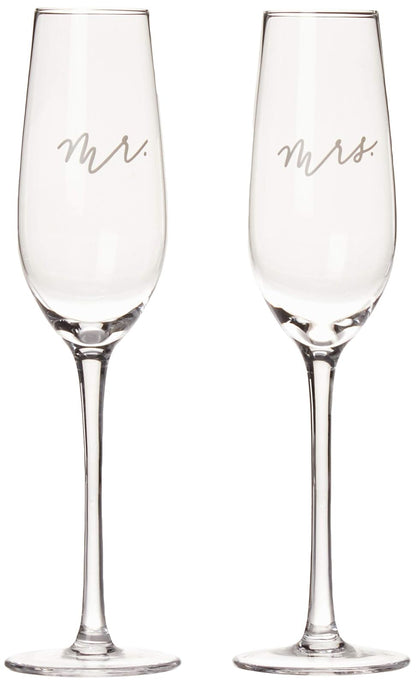 Pearhead Mr. & Mrs. Champagne Flute Set, Wedding Toasting Glasses, Wedding Champagne Glasses - Juego de flautas de champaña