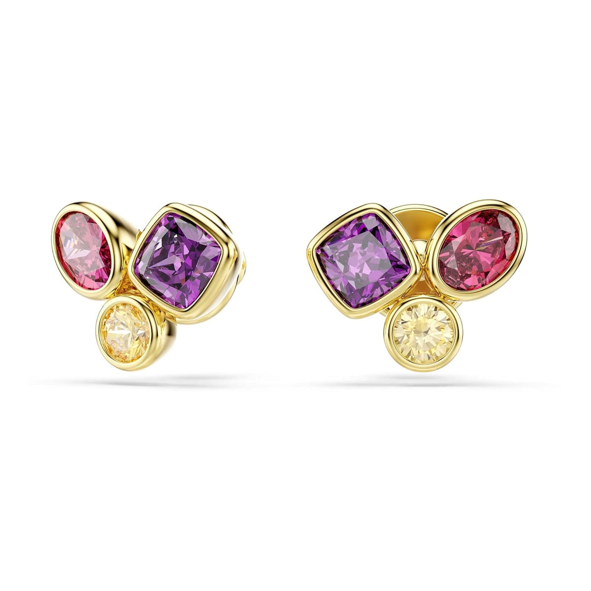Pendientes de botón Imber, Tallas mixtas, Lilases, Acabado en oro de 18 quilates