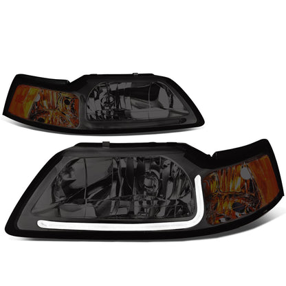DNA Motoring Faros Delanteros LED DRL para Ford Mustang 99-04, Ámbar/Ahumado