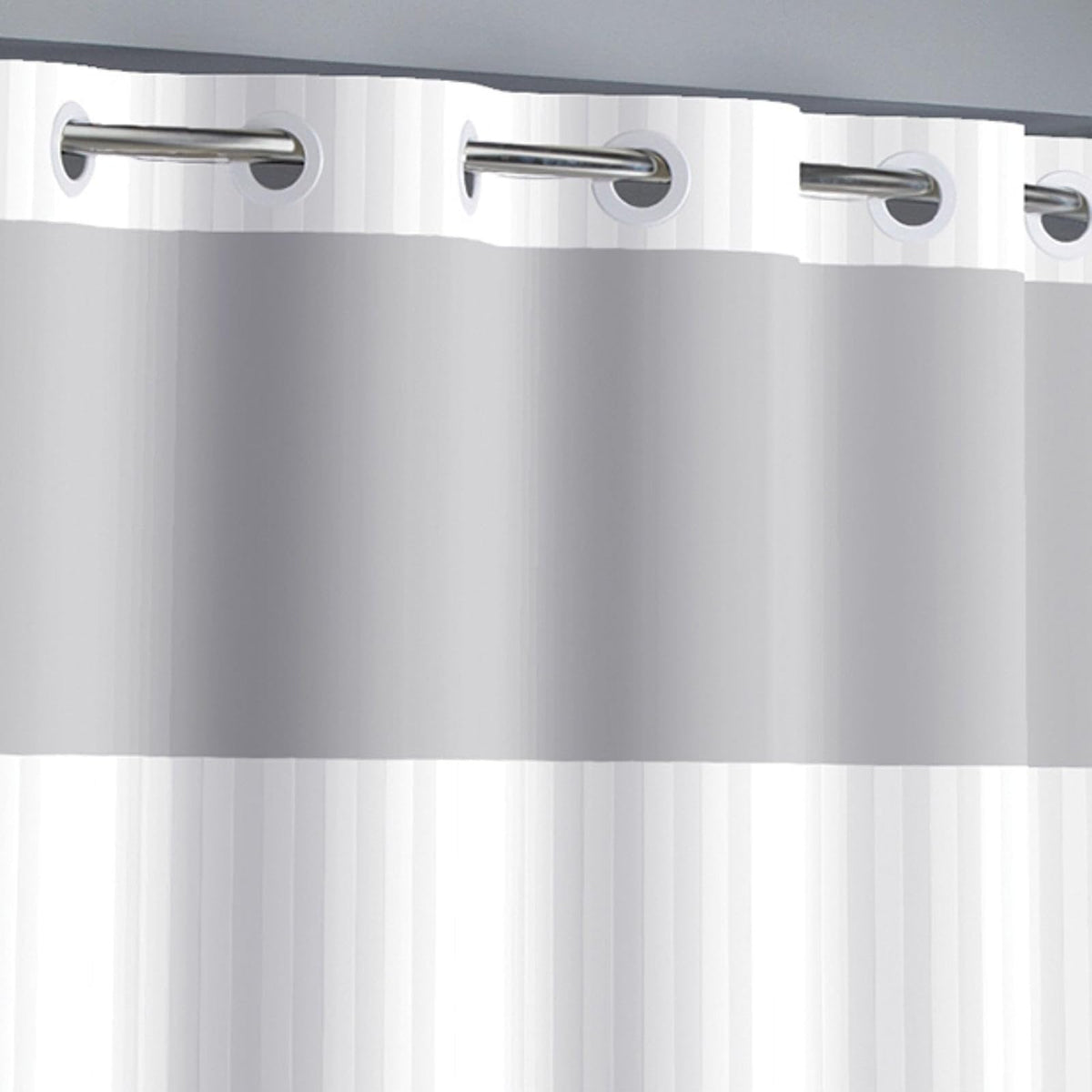 Hookless RBH35MY053 Hookless Victorian Stripe Bright White - Bright White 71"W x 74"L