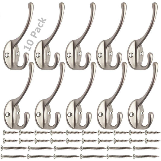Ganchos Percheros de Pared Vintage | 10 Antiguo Aleaci?n Zinc Montado en la Pared Ganchos para Abrigos con 40 Tornillos, Para Cocina, Ba?o, Dormitorio (Plata)