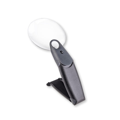 Carson Freehand Lupa de Mano de 2.5X con luz LED o Manos Libres con Lente de Punto de 5.5X (FH-25), Gris