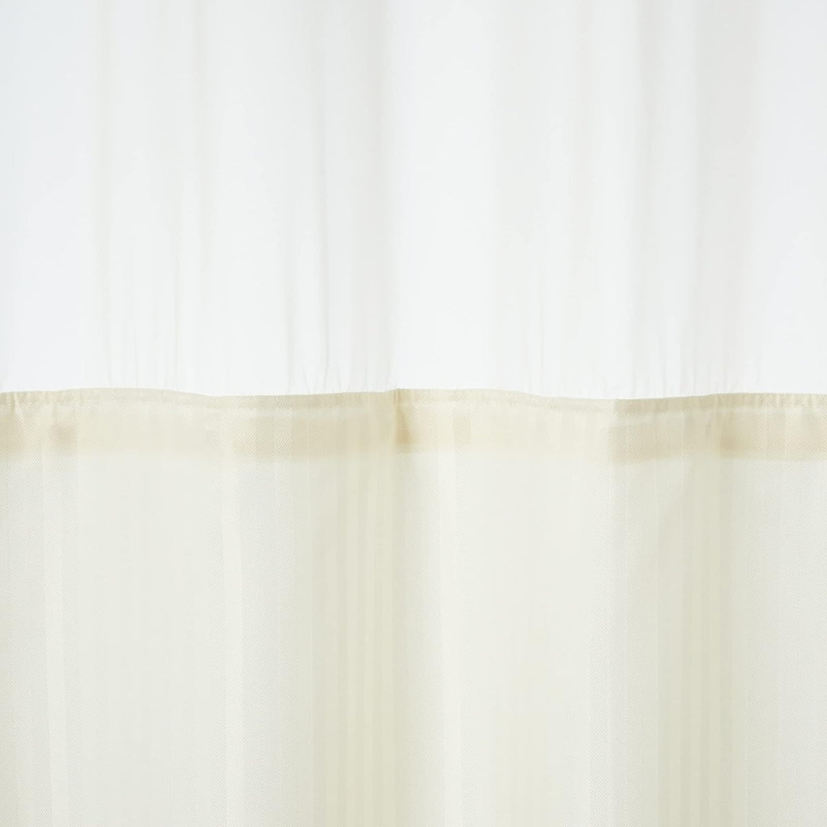 Hookless Juego de Cortinas de Ducha 3 en 1 de Tela con Forro y Ventana de PEVA, 71 x 74 Pulgadas, Beige