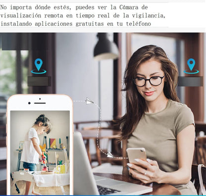 ZDQC Cámara Solar inalámbrica, Cámara de videovigilancia WiFi, detección de Movimiento pir, Alarma de aplicación de Sirena, diálogo bidireccional, 64G Tarjeta de Memoria