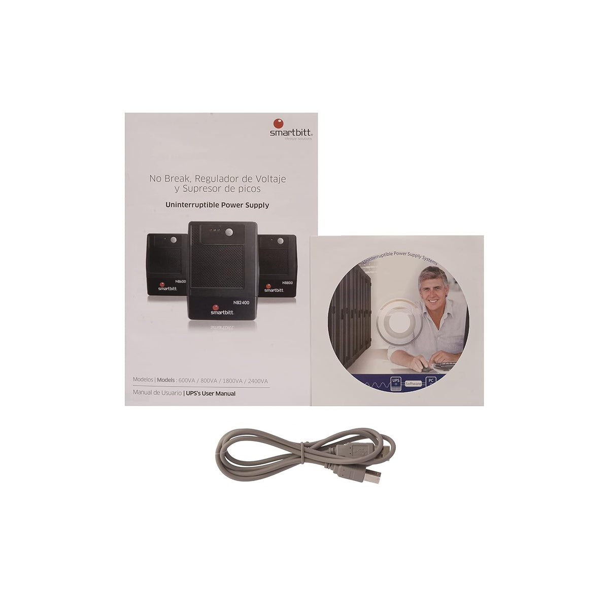 Smartbitt - No-Break Interactivo, Regulador y Supresor de Picos - UPS Ideal para apagones y Cortes de energía - Batería de Respaldo - Negro (1800 Va, Hogar y Oficina)