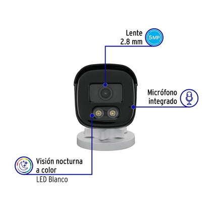 Volteck CTV-52A, Cámara Tipo Bala 5MP Lente 2.8mm con micrófono