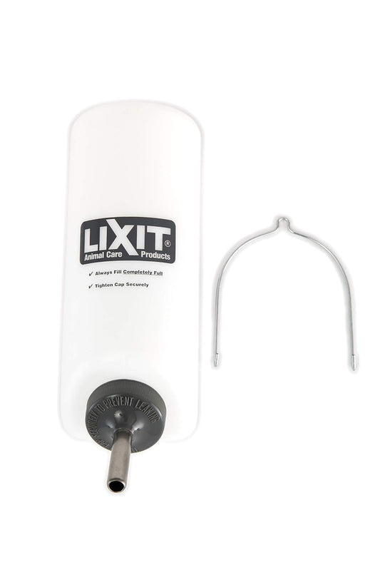 Lixit Botellas de Agua de Boca Ancha sin BPA con gráficos Coloridos para cobayas, Ratas, Chinchillas y Otros Animales pequeños. (32 onzas, translúcido), WBF32