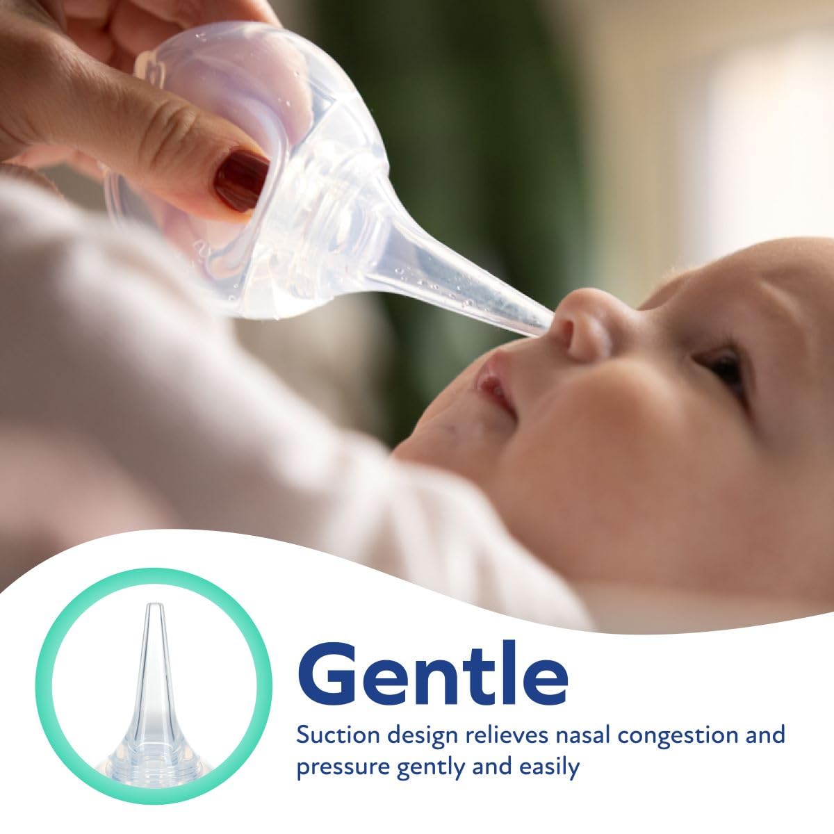 Aspirador nasal para bebés Dr. Talbot's - Silicona sin BPA - con estuche de almacenamiento - Transparente