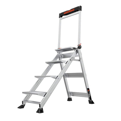 Little Giant Escaleras, escalón Jumbo, 4 Pasos, 3 pies, Taburete Escalonado, Aluminio, Tipo 1AA, clasificación de Peso de 370 Libras, (11904), Gris