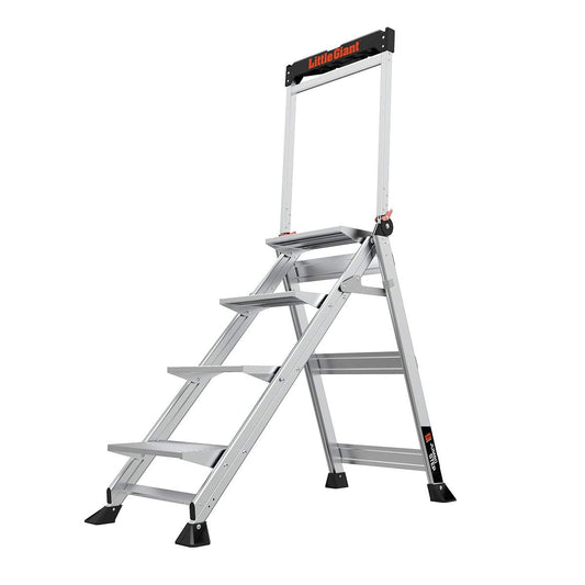 Little Giant Escaleras, escalón Jumbo, 4 Pasos, 3 pies, Taburete Escalonado, Aluminio, Tipo 1AA, clasificación de Peso de 370 Libras, (11904), Gris