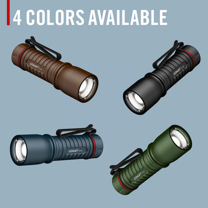 Coast XT7R - Linterna LED recargable de 1500 lúmenes con soporte magnético, enfoque deslizante y clip de bolsillo, color azul