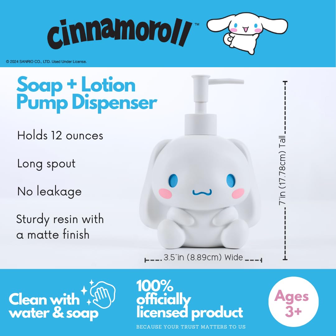 Franco Collectibles Cinnamoroll - Dispensador de jabón, loción, desinfectante de Manos, Resina, 354 ml
