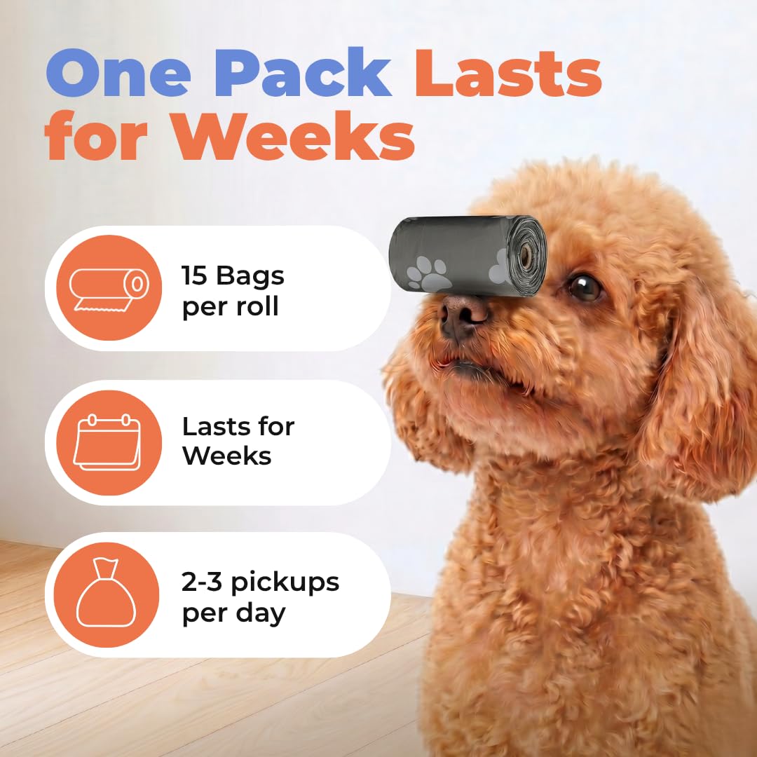 Best Pet Supplies Bolsas para excrementos de perro, resistentes a desgarros, con tecnología de plástico de vida controlada d2w, paquete de 150, gris (GR-150T)