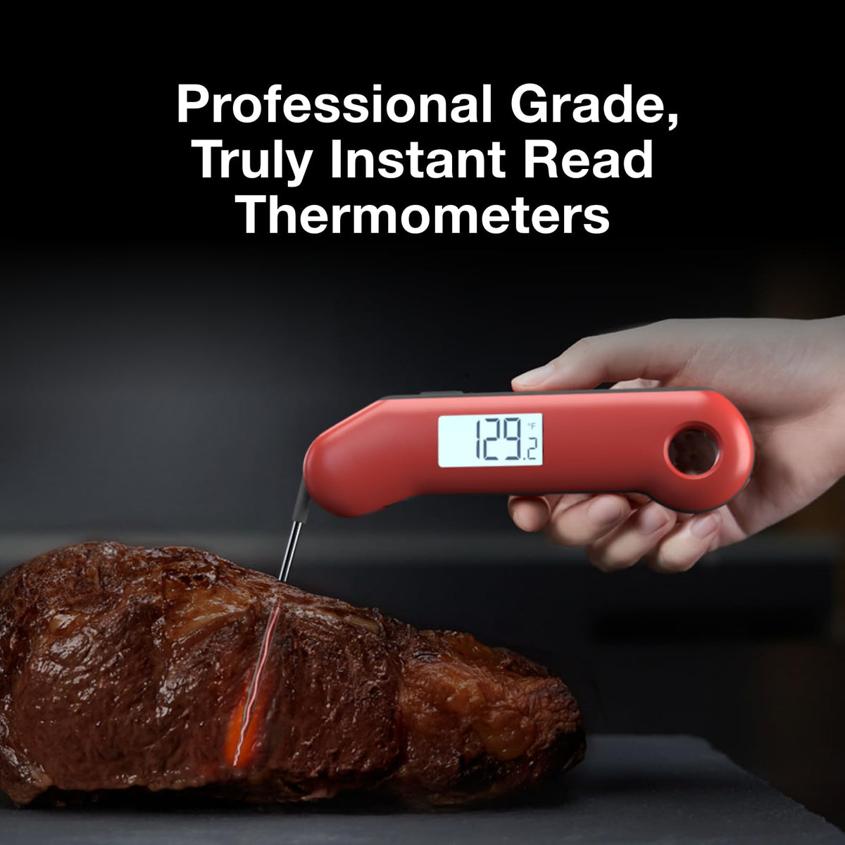 ThermoMaven ProfessionaI - Termómetro de carne digital, 3 veces más rápido de 0,5 segundos, precisión certificada NIST ±0,5 °F, sonda 100% impermeable, indicador brillante de rotación automática, para