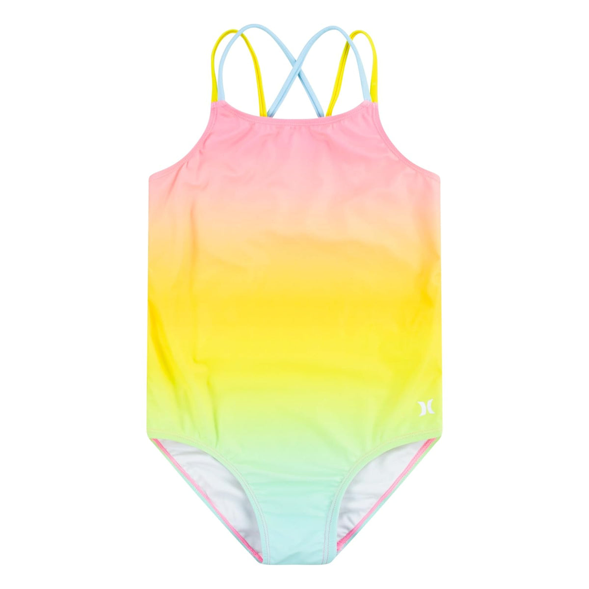 Hurley Traje de Baño de una Pieza con Espalda Cruzada para Niña - 6 - Rosado Flamingo