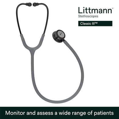 3M Littmann Estetoscopio Classic III, Manguera Color Gris, Acabado Humo, 69 cm (Modelo 5873)