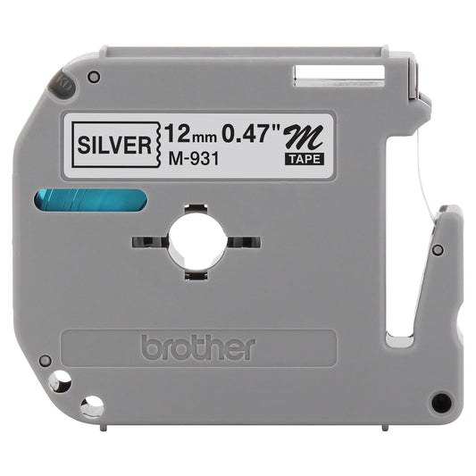 Brother Cinta de Etiquetas M931 Negro de 12 mm | Etiquetas de impresora, negro lata