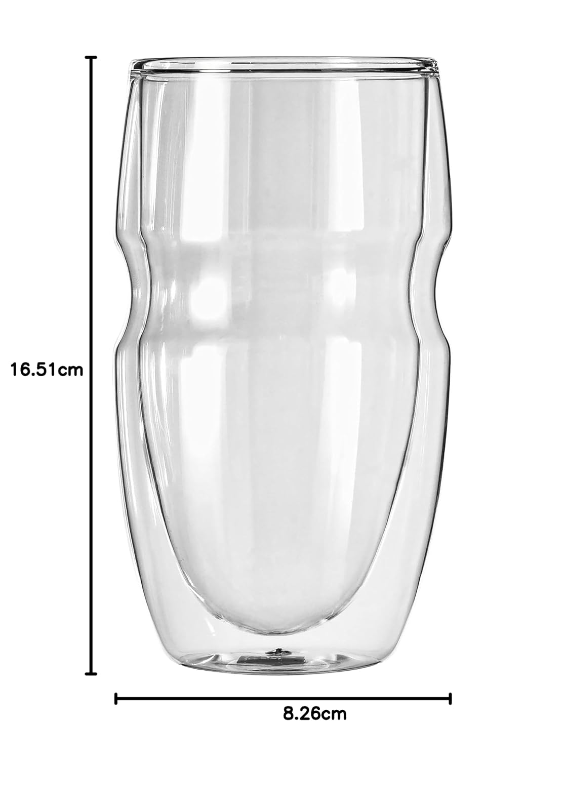 Vasos de doble vidrio Serafino, para cafés y tés fríos, con capacidad de 475 ml. Set de 2 vasos de vidrio con aislante