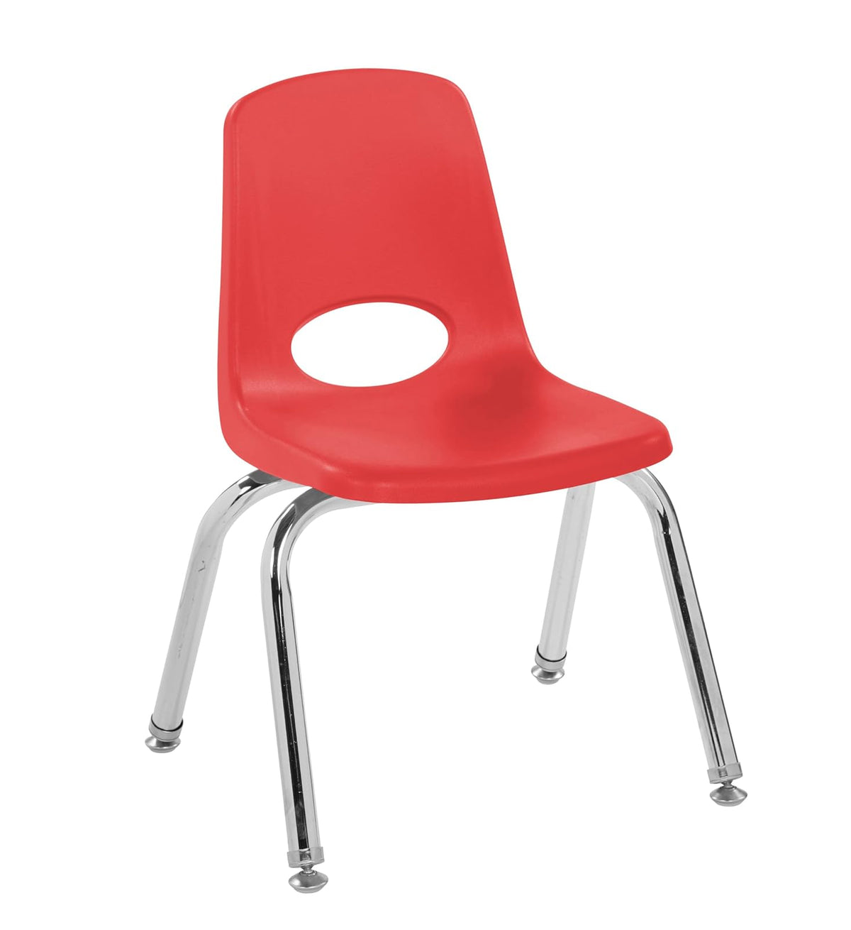 Silla de escuela apilable, sillas apilables para estudiantes con patas de acero chapado en cromo, deslizadores giratorios, Rojo, 30,48cm
