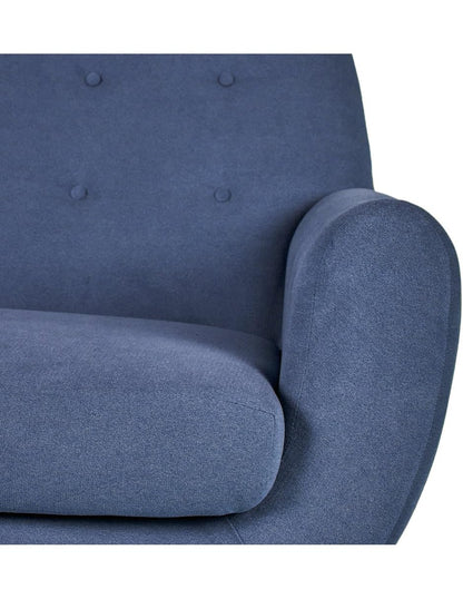 Sillón Individual Tapizado en Tela Ultra Suave Color Azul. Estructura de Madera Sólida