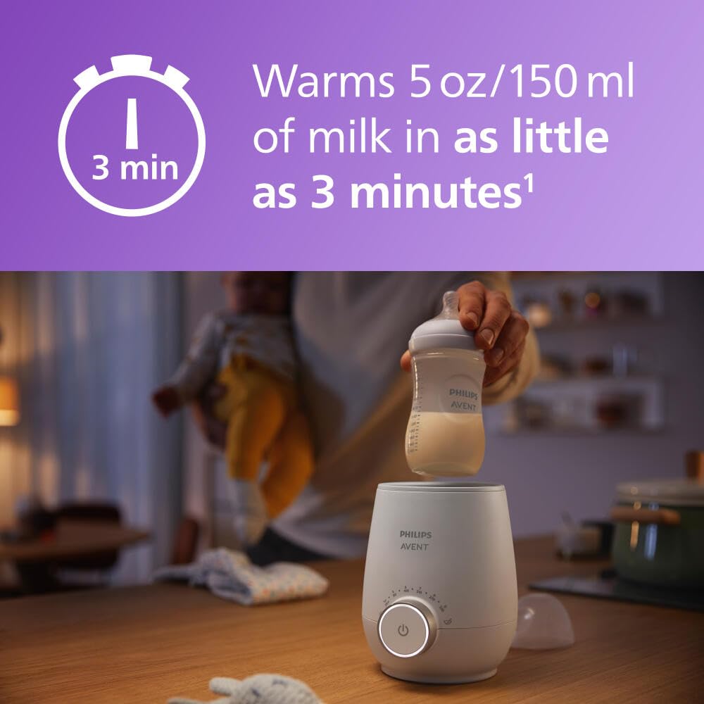 Philips Avent Calentador de Biberones en 3 minutos | Control inteligente de temperatura | Función para descongelar | Calienta de manera uniforme | Apagado automático | SCF358/00
