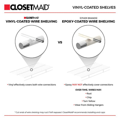 ClosetMaid 2087 shelftrack 0,6 m. a 4 pies Ajustable clóset Organizador Kit, Color Blanco, 2 Ft. to 4 Ft., 1 uds. por Paquete