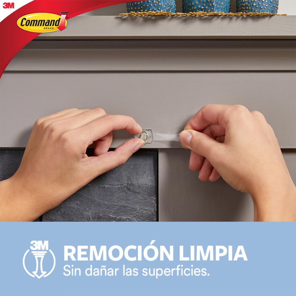 COMMAND 3M Gancho Adhesivo Removible Transparente Mini 18 piezas | Soporta hasta 225 gr, Organiza sin dañar superficies, No requiere herramientas, Fácil de instalar, Fijación segura