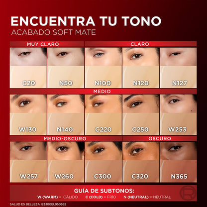 L'Oréal Paris Infallible 24h Fresh Wear Base de Maquillaje en Cushion, Alta Cobertura con Acabado Mate, 24H Larga Duración y Control de Brillo, Tono 20