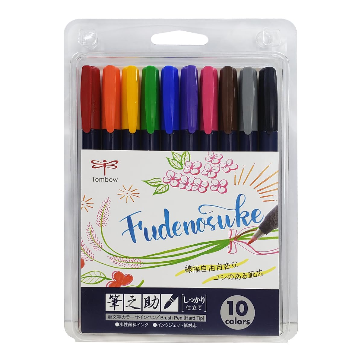 Set de 10 Marcadores de Colores Fudenosuke Tombow Punta Dura