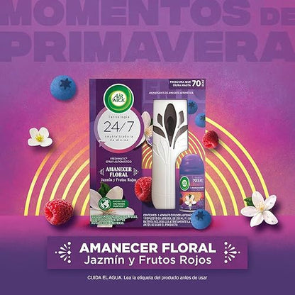 Air Wick Aromatizante Automático Freshmatic, Jazmín y Frutos Rojos, Difusor + Repuesto de 250 ml