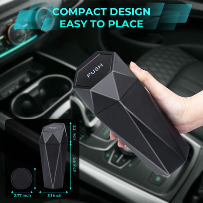 Tecfino Bote de Basura para Automóvil con Tapa, 2 Paquetes de Mini Basura con diseño de Diamante para Automóvil, cubeta de Basura portátil para portavasos y Puerta de Automóvil