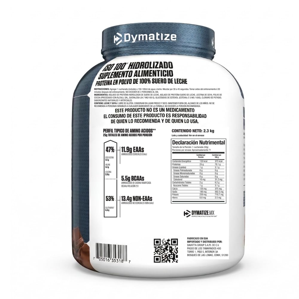 Dymatize ISO100 Proteína Aislada Hidrolizada de Suero Chocolate, 3 libras, 25 gr proteína por porción, Sin Gluten