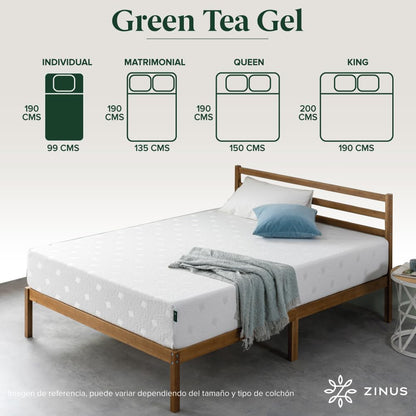 Zinus Comfort | Colchón Individual de Memory Foam de 25 cm de Grosor con Gel Refrescante y con Esencia de Té Verde | Garantía de 10 años