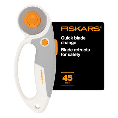 Fiskars - Cortador Rotativo de Bucle, Titanio, 45 mm, Mango de Agarre Suave
