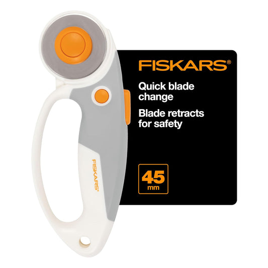 Fiskars - Cortador Rotativo de Bucle, Titanio, 45 mm, Mango de Agarre Suave