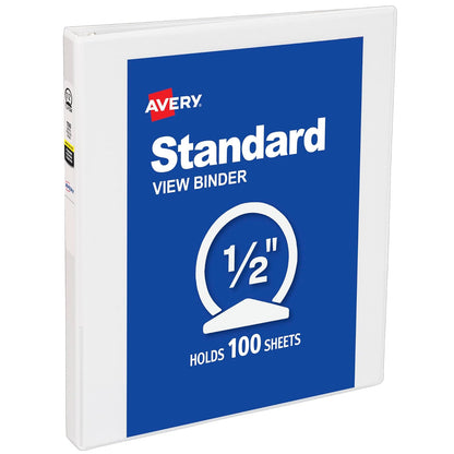 Avery Economy View Carpeta de 3 Argollas Redondas, 3 Pulgadas, Blanca - 0.5" - 1 paquete - Multi