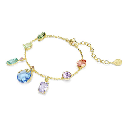Pulsera Swarovski Gema, Cortes mixtos, Cristales colgantes, multicolor, Oro-tSwarovski Un baño