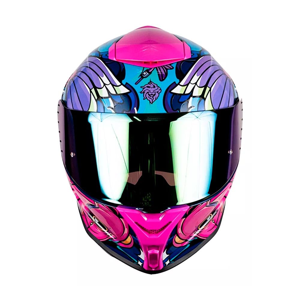 KOV Casco Buster KOI Rosa Deportivo AERODINAMICO para Moto Certificado Dot
