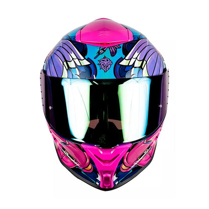KOV Casco Buster KOI Rosa Deportivo AERODINAMICO para Moto Certificado Dot